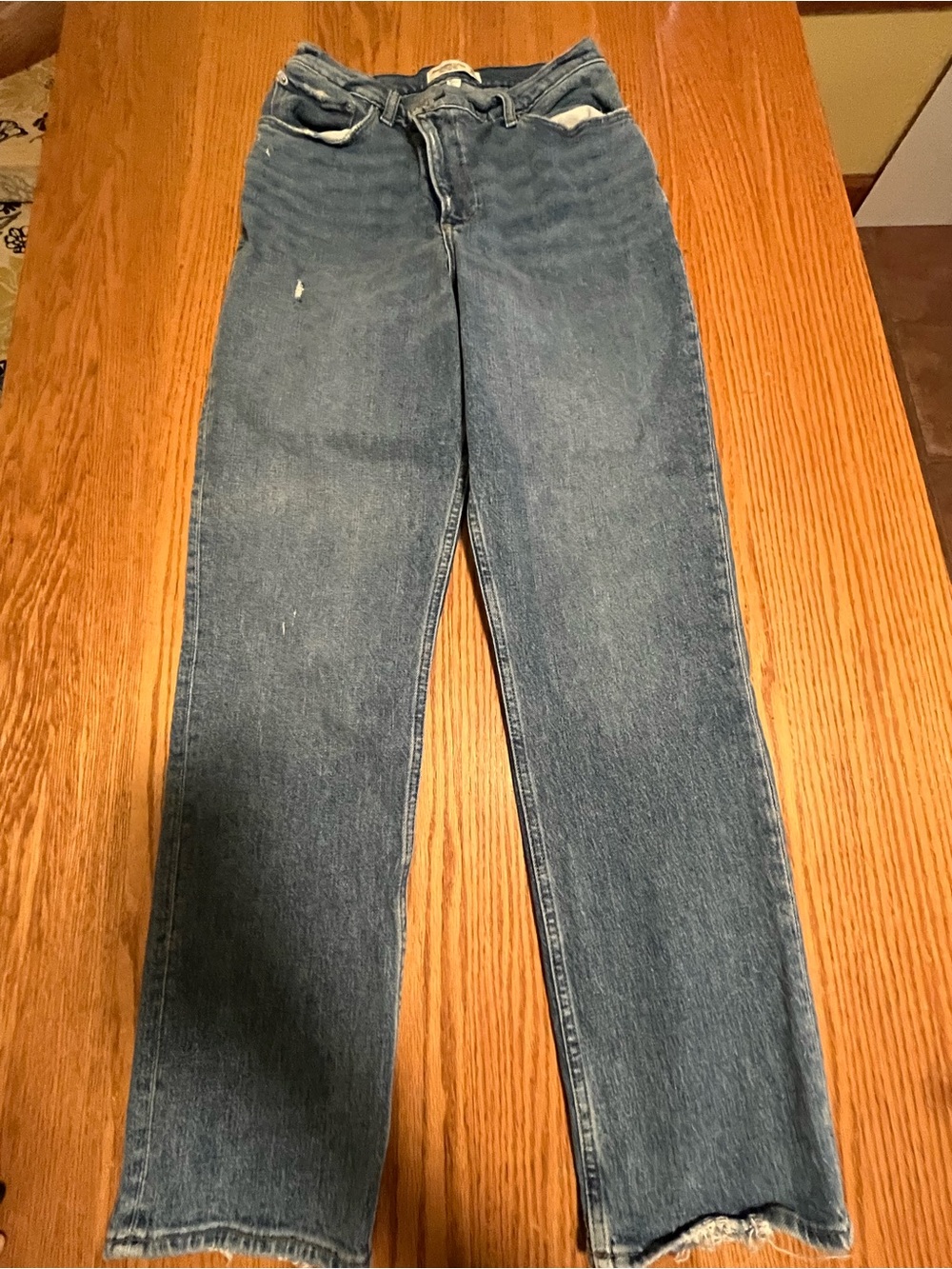 Abercrombie & Fitch 90s Straight Ultra High Rise Criss Cross Jeans 30 10R Light